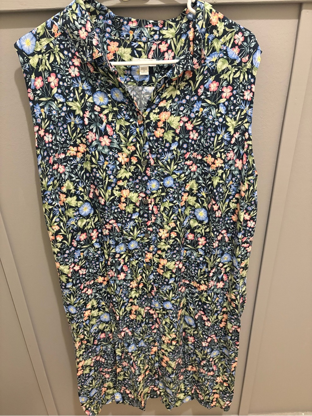 J. Jill Sleeveless Floral Button-Front Dress